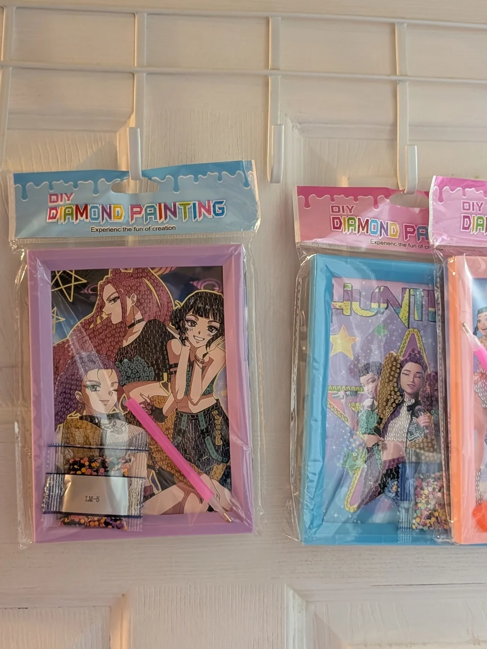4 New K-pop Demon Hunters Diamond Art Frames in Pink, Blue & Purple
